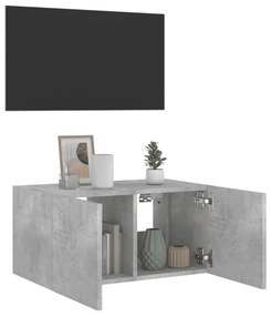 betonszürke falra szerelhető TV-szekrény LED-del 60x35x31 cm