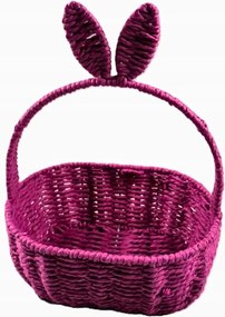 Húsvéti kosár hosszúkás fukszia fülekkel dekoráció 33 cm