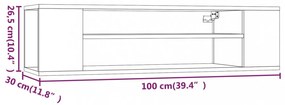 szürke sonoma színű szerelt fa függő TV-szekrény 100x30x26,5 cm