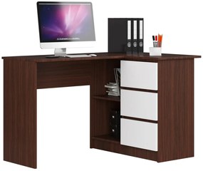 Sarok íróasztal - Akord Furniture - 124 cm - wenge / fehér