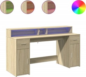 vidaXL sonoma tölgy színű szerelt fa íróasztal LED-ekkel 160x55x91 cm