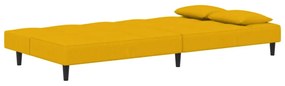 vidaXL kétszemélyes sárga bársony kanapéágy két párnával