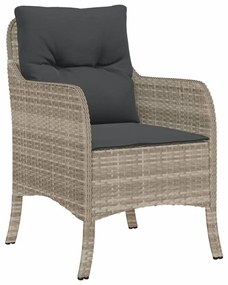 3részes világosszürke polyrattan kerti étkezőgarnitúra párnával