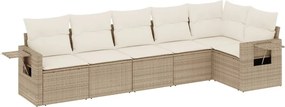 vidaXL 6 részes bézs polyrattan kerti ülőgarnitúra párnával