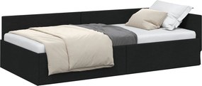 vidaXL Sarokágy keret fejtámlával Fekete 80 cm x 200 cm szövet