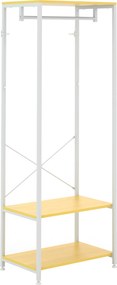 HOMCOM Kabátállvány Cipőtárolóval, Akasztós Raillal és 2 Polccal Előszoba, Hálószoba Számára 60x40x167,5 cm Természetes és Fehér | Aosom