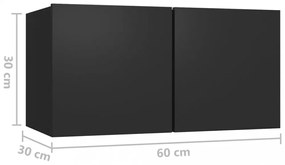 fekete függő TV-szekrény 60 x 30 x 30 cm