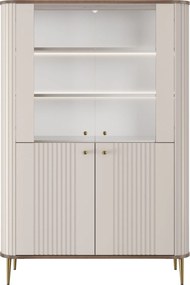 Vesper négyajtós vitrin 103 cm - kasmír / dió / arany lábak
