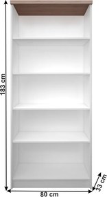 magas könyvespolc, fehér/tölgy sonoma, TOPTY 06