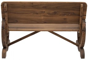 Kerti pad kocsikerék karfákkal, rusztikus pad, tömör fa, barna, 114 x 58 x 80 cm