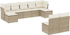 vidaXL 9 részes bézs polyrattan kerti ülőgarnitúra párnákkal