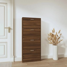 barna tölgyszínű szerelt fa cipősszekrény 59 x 17 x 150 cm