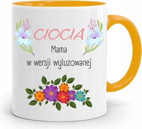 Sárga Bögre Ajándék Nagynéninek Laza Változatban, fényképes nyomattal