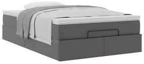 Ottomán ágykeret matraccal Szürke 120x200cm műbőrrel