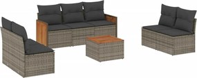 vidaXL 8 részes szürke polyrattan kerti ülőgarnitúra párnákkal