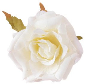 Rózsa selyemvirág fej, 8cm - Ekrü