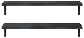 2 db fekete rozsdamentes acél fali polc 100 x 30 cm