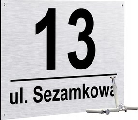 Házszám Otthon Címtábla Házszám Ezüst 40x30 (4 db tipli)