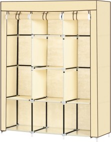 HOMCOM Szövet Szekrény, Ruhatartó Rúdakkal, 8 Tiers, Összecsukható Szekrény, Hálószobai, Előszobai Használatra, Nem Szőtt Anyagból, Bézs, 125 x 43 x 1