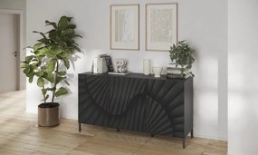 SNAKE háromajtós komód, antracitszürke laminált testtel és antracitszürke, díszített mintázatú előlapokkal