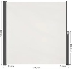 Casaria® Oldalsó napellenző Nosara 180x300 cm - krém