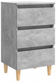 2 db betonszürke éjjeliszekrény tömör fa lábakkal 40x35x69 cm
