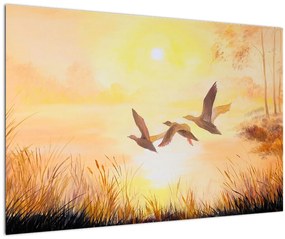 Kép - Daruk naplementekor (90x60 cm)