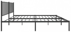 fekete fém ágykeret fejtámlával 180 x 200 cm
