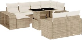 vidaXL 11 részes bézs polyrattan kerti ülőgarnitúra párnákkal
