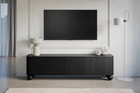 TV-szekrény Vesper 4D 187 cm - fekete / fekete fogantyúk / gömb alakú lábak
