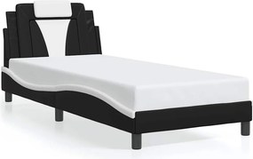 vidaXL fekete és fehér műbőr ágykeret Viana matrac nélkül 90 x 200 cm