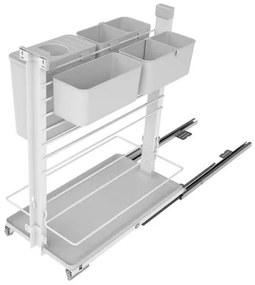 Konyhai fémrács, 300mm, króm, fenéklapra szerelhető szelektív tároló, Shéf fiók, teljes kihúzás, csillapított záródás, rejtett fióksín, SIGE 094G
