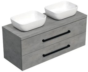 Fürdőszobaszekrény fekete fogantyúval SAT Cube Way 120x53x46 cm matt beton CUBE46C1203BESAT45