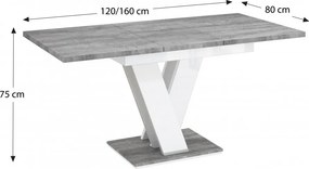 Masiv bővíthető étkezőasztal 4-6 személyes fehér/kőmintás