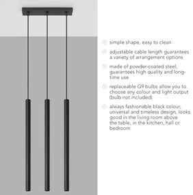 Fideus fekete függőlámpa, hosszúság 30 cm - Sollux