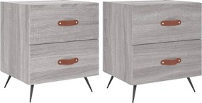 vidaXL 2 db szürke sonoma színű szerelt fa éjjeliszekrény 40x35x47,5cm