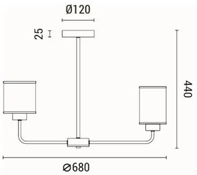 Csillár rúdon 6xE27/60W/230V