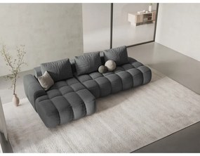 Szürke kinyitható-tárolóhelyes sarokkanapé (bal oldali-heverő résszel) Linz – Cosmopolitan Design