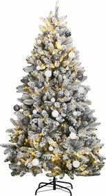 vidaXL csuklópántos műkarácsonyfa 300 LED-del és gömbökkel 240 cm