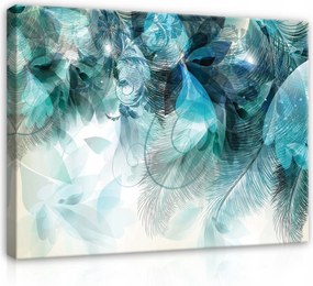 Vászonkép falikép türkiz kék tollak 100 x 75