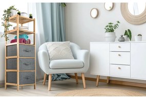 G21 Bambusz polc kosarakkal, 5 polc, szürke, 5 emelet