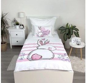 Pamut ágynemű babáknak BUNNY SWEET fehér Ágyneműhuzat mérete: 40 x 60 cm | 100 x 135 cm