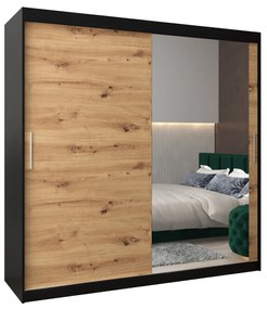 Ruhásszekrény 200 cm Toki 2 (matt fekete + artisan tölgy). 1065019