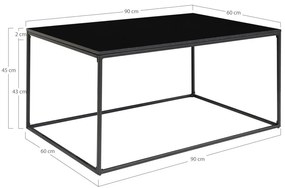Vita dohányzóasztal fekete, fekete kerettel 60x90x45 cm