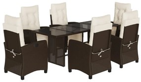 7-részes barna polyrattan kerti étkezőgarnitúra párnával