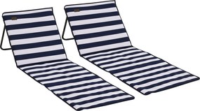 Outsunny 2 db-os Strandmatrac, Összecsukható Strandszék Hordtáskával, Dőlhető Pihenőszék Állítható Háttámlával, Napozóágy 110 kg Teherbírás, Strandmat