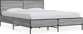 vidaXL szürke sonoma szerelt fa és fém ágykeret 140x190 cm