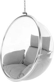 Függő fotel, átlátszó/ezüst/szürke, BUBBLE NEW TYP 1