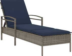 vidaXL szürke napozóágy párnával 63 x 200 x 81 cm polyrattan (csak az USA-ban)