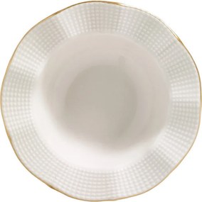 Tányérkészlet porcelán, krém-arany, 24 darabos